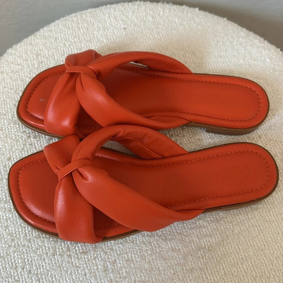 SCHUTZ Puffy Leather Slide Sandals Fairy Orange Size 9 - Picture 3 of 6